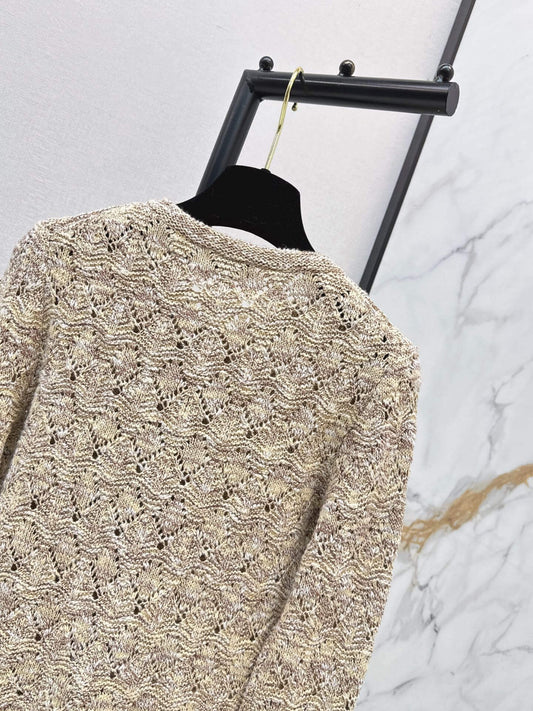 Hollow Round Neck Knit Cardigan
