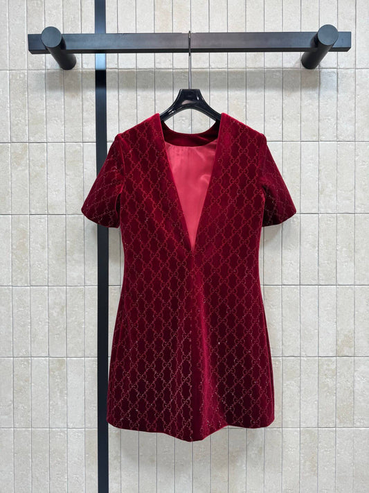Rhinestone Velvet Mini Dress