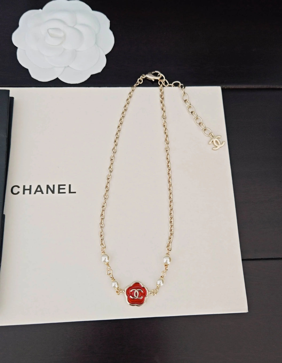 Minimalist Red Petal Pendant Necklace