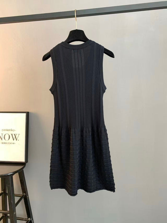 Vertical Plaid Paneled Tank Dress