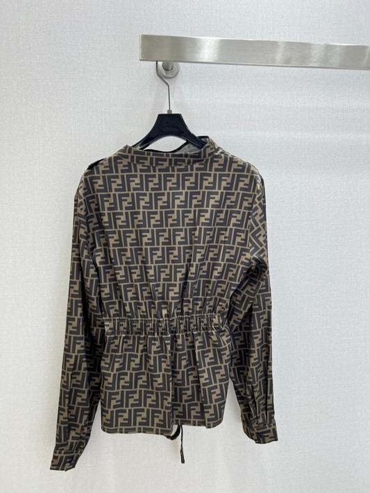Self Belt Monogram Long Sleeve Shirt