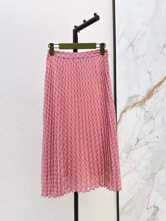 Horsebit Pattern Midi Skirt