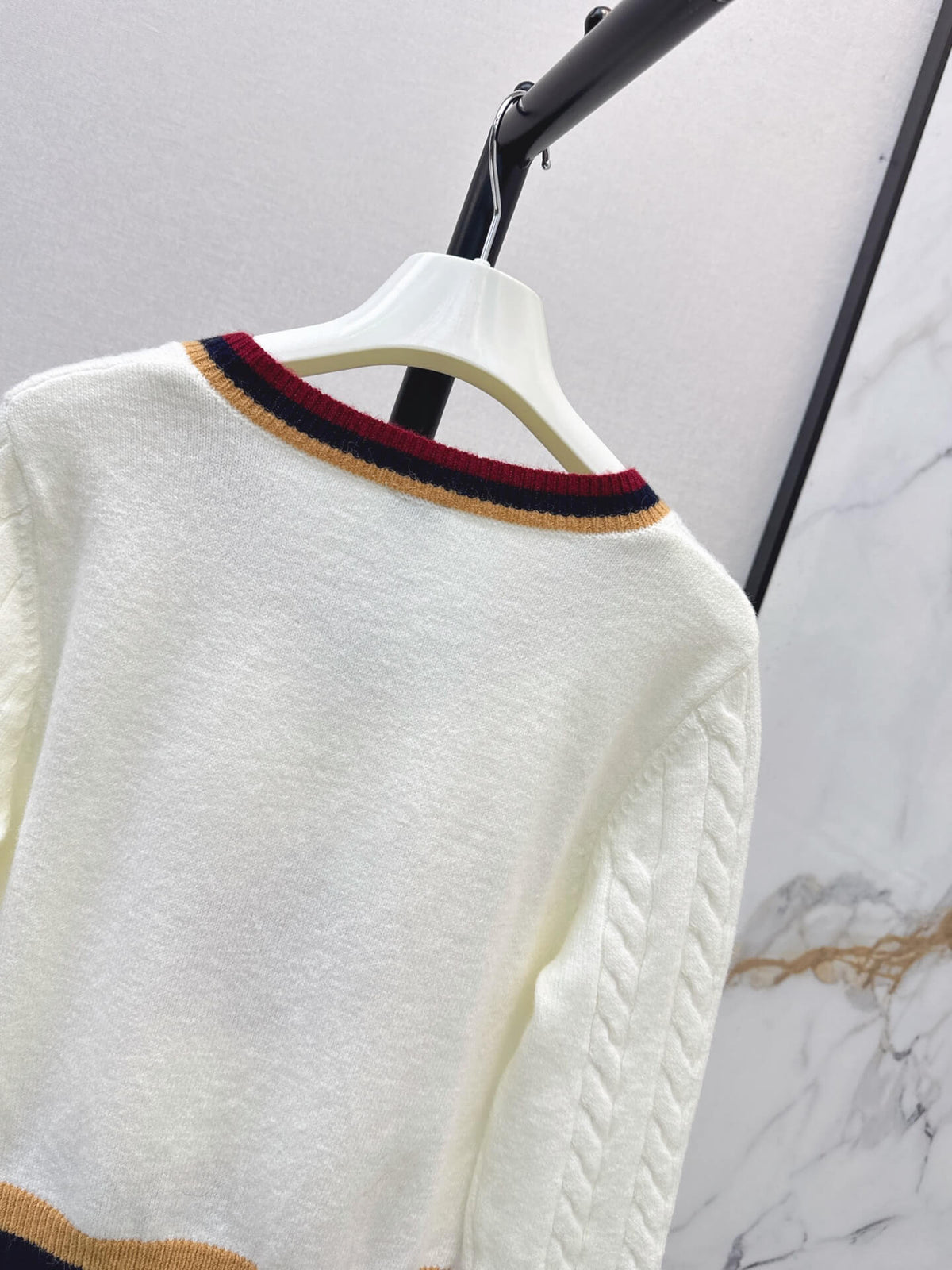 V-neck Cable Knit Sweater