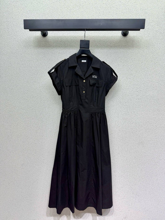 Anagram Embroidery Epaulet Midi Dress
