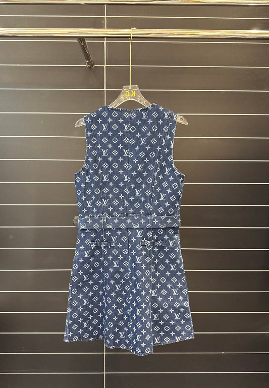 Metal Waistcoat Short Jean Dress