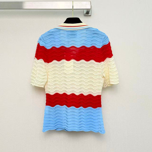 Vibrant Wavy Pattern Polo Shirt