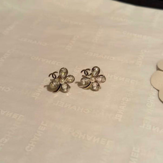 Crystal Four-Leaf Clover Stud Earrings