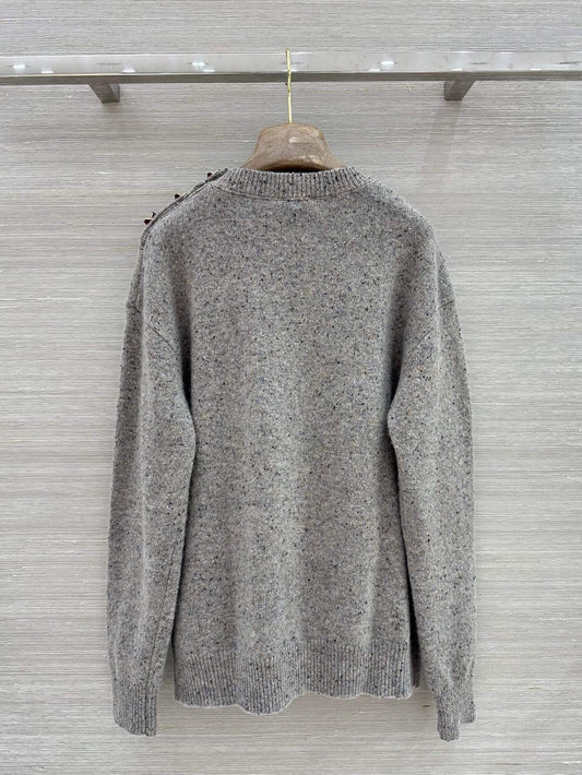 Loose Speckled Heather Crew Neck Knit Top