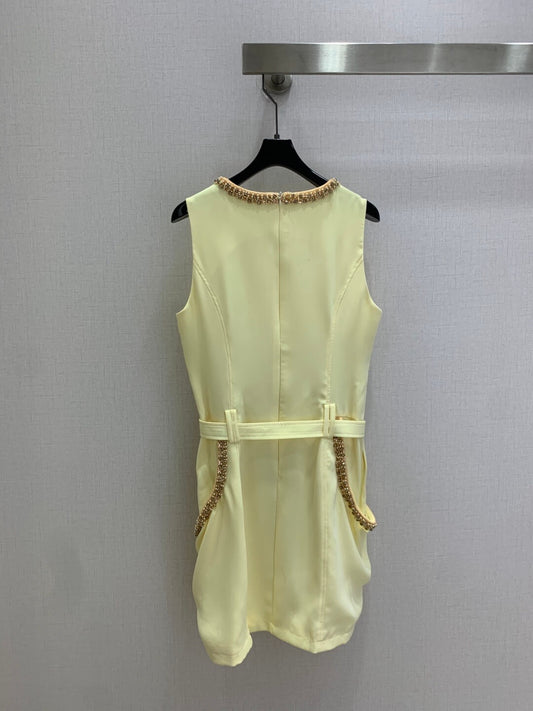 Pale Yellow Elegant Straight Dress