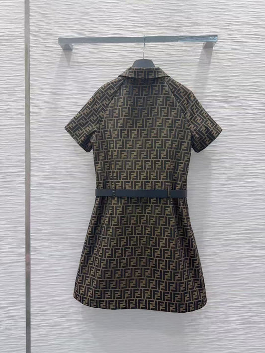All-Over Print Half-Zip Mini Dress