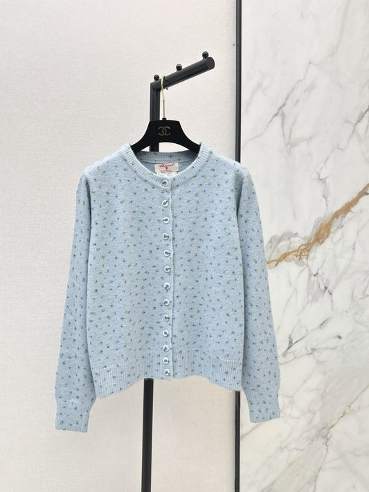 Round Neck Dotted Sweater Jacket