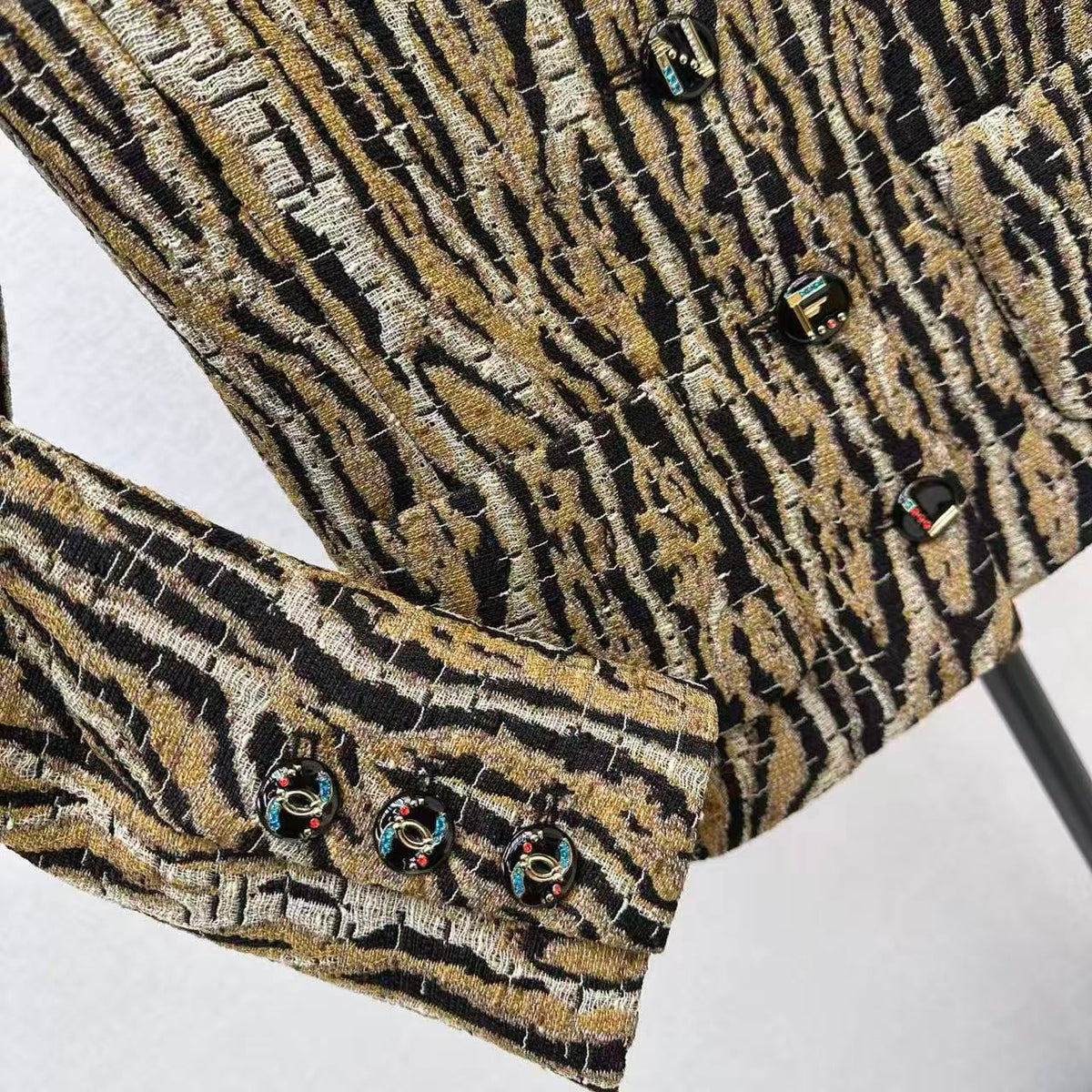 Woven Textured Leopard Jacket