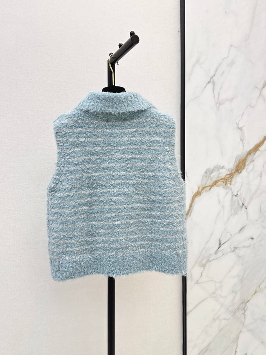 Stripe Polo Neck Knit Vest