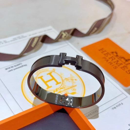 Black H Initial Bangle
