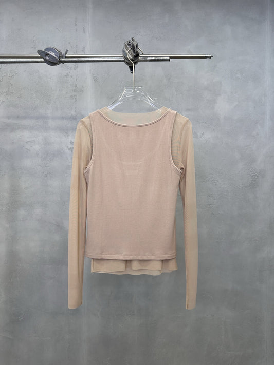 Mesh Sleeve Twin Set Top