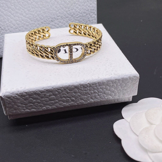 Diamond Design Open Bangle
