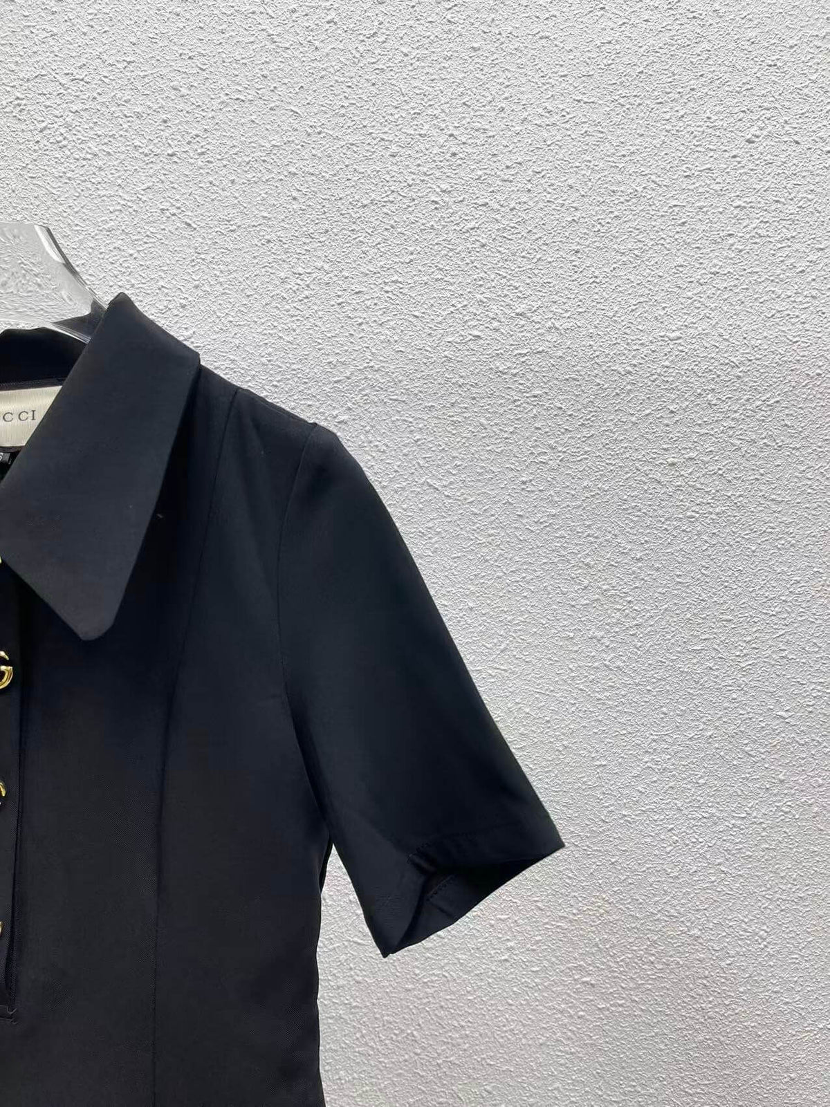 Gold Button Doll Collar Mini Dress