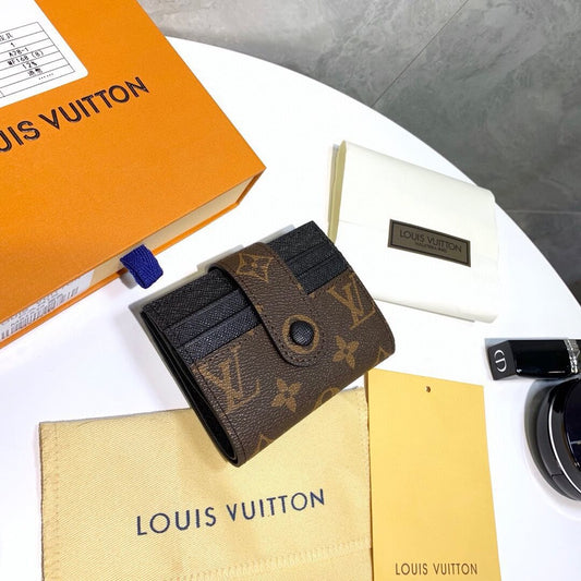Color-Blocked Snap Short Card Holder Wallet