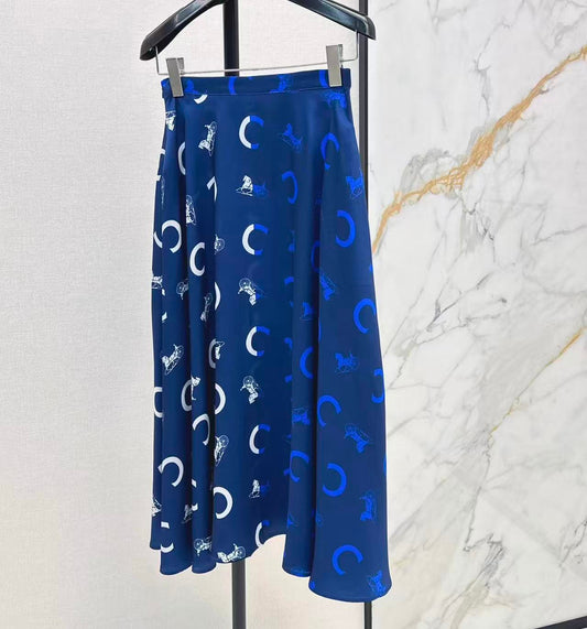 Satin Carriage Print Skirt