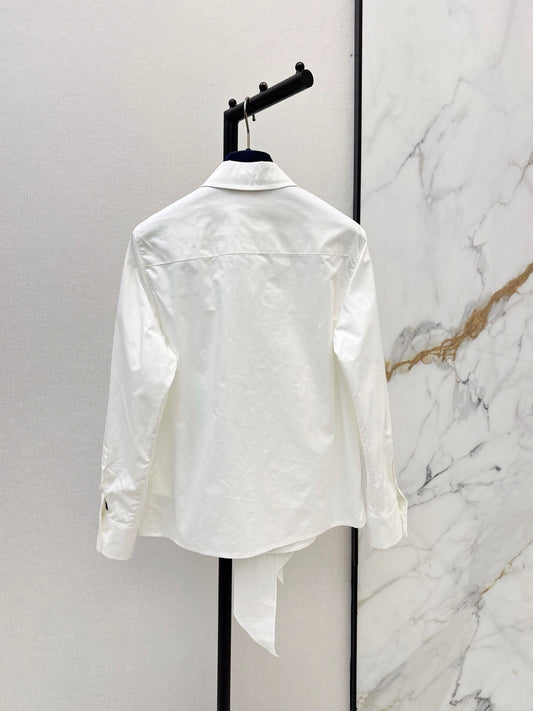 White Big Bow Collar Long Sleeve Shirt