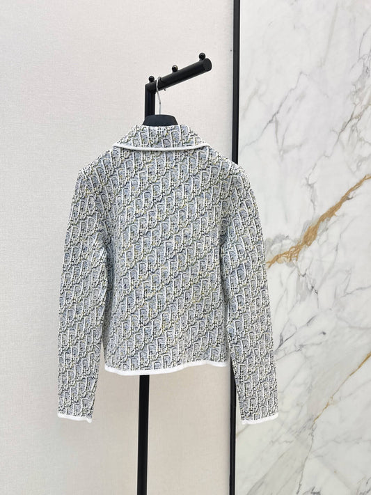 Jacquard Collared Knit Short Jacket
