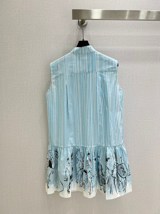 Stripe Print Ruffle Mini Dress