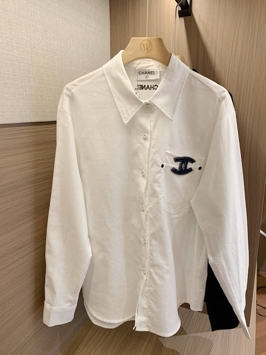 Embroidery Pocket Long Sleeve Shirt