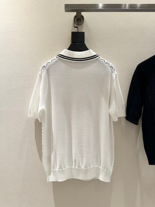 Preppy Collared Hollow Knit Top