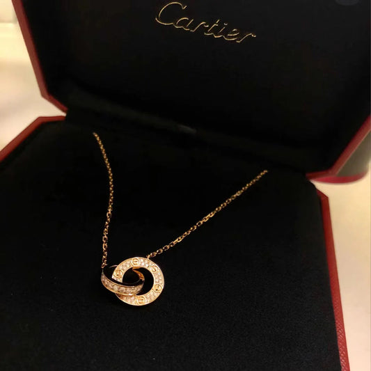 Double Circle Full Diamond Necklace