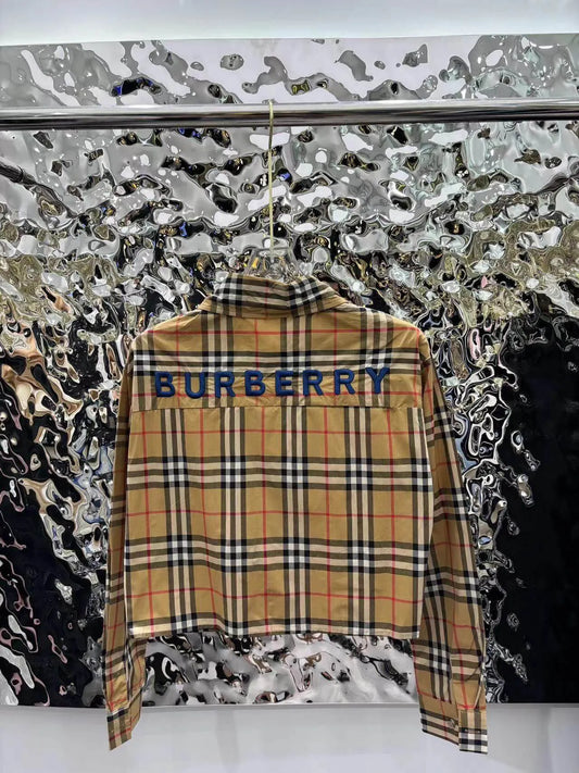 Vintage Check Cropped Long Shirt