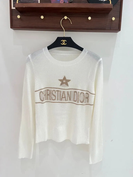 Contrast Logo Thin Ribbed Long Sleeve