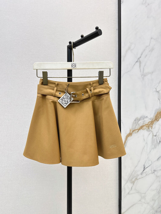 Belted A-line Mini Skirt
