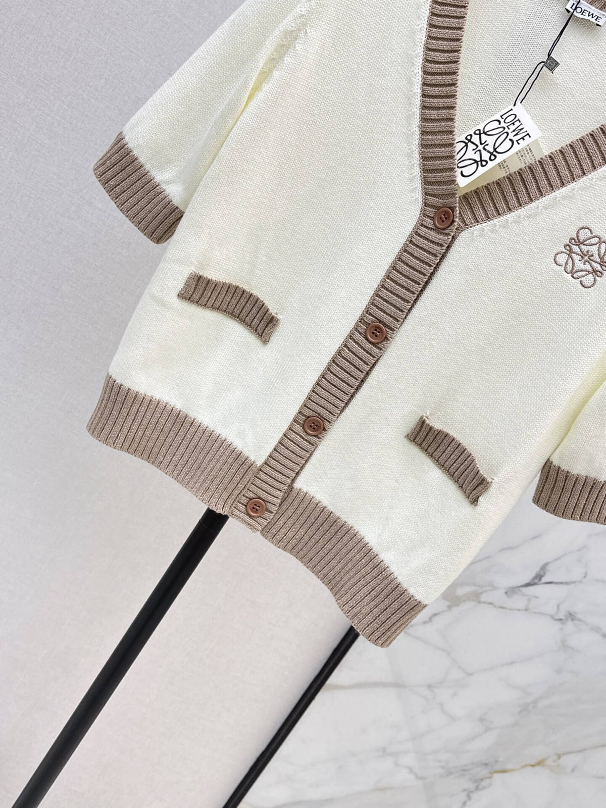 Contrast Rib Half Sleeve Cardigan