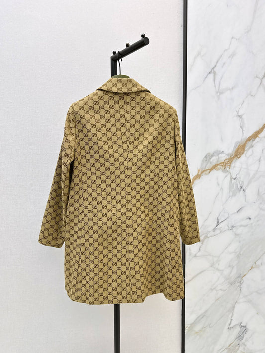Monogram Collared Mid-Length Coat