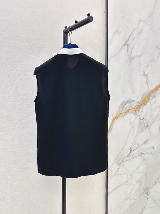 Collar Bow Button Front Tank