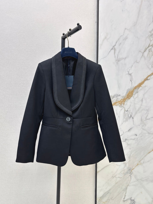 Trim Shawl Collar Fitted Suit Jacket