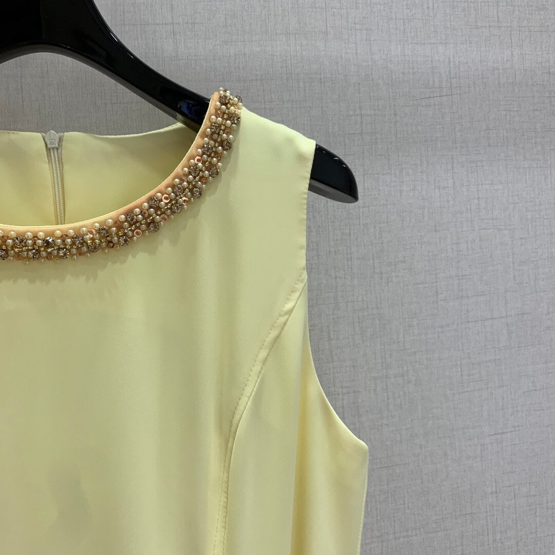 Pale Yellow Elegant Straight Dress