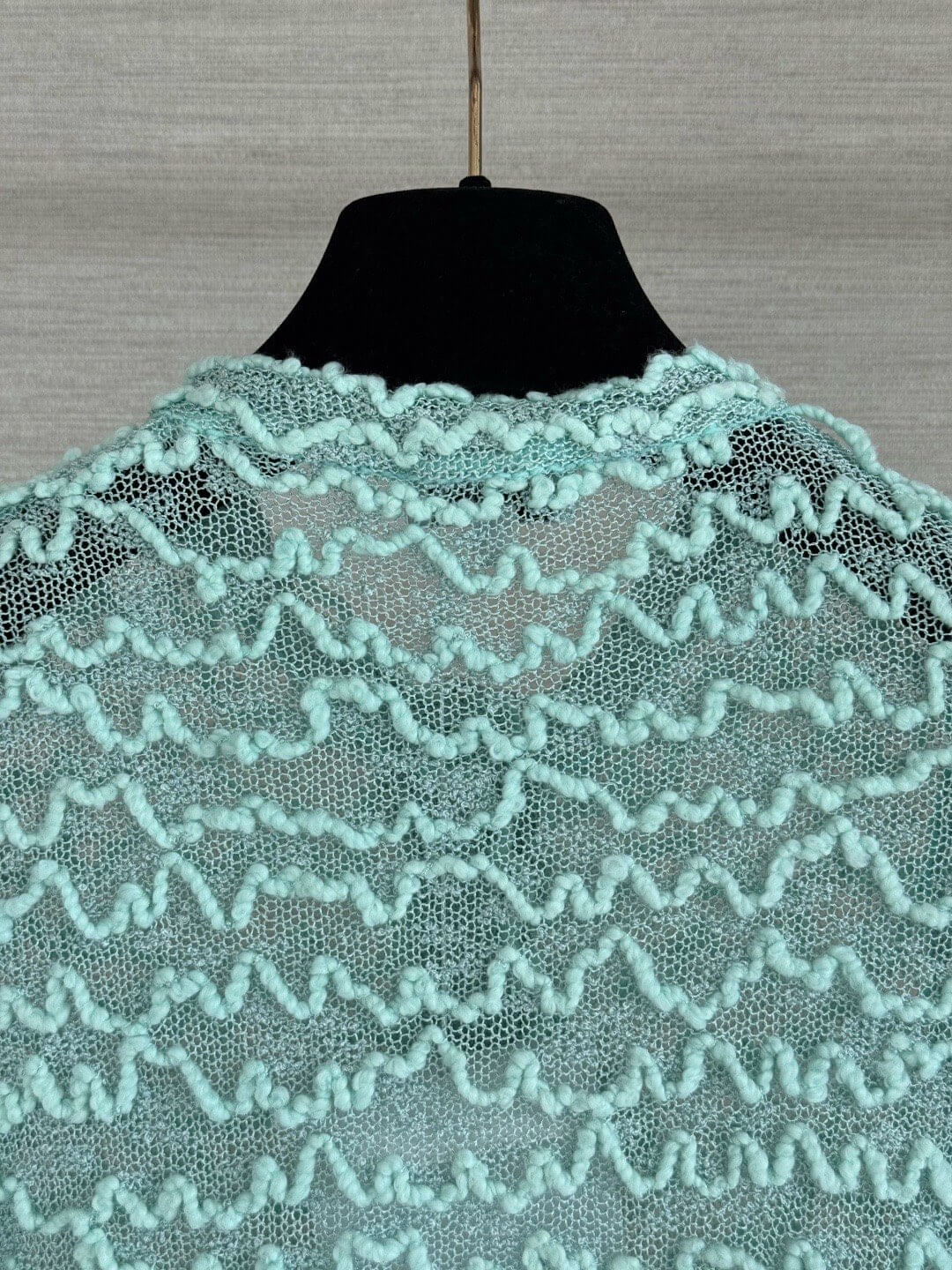 Wavy Textured Mesh Knit Cardigan