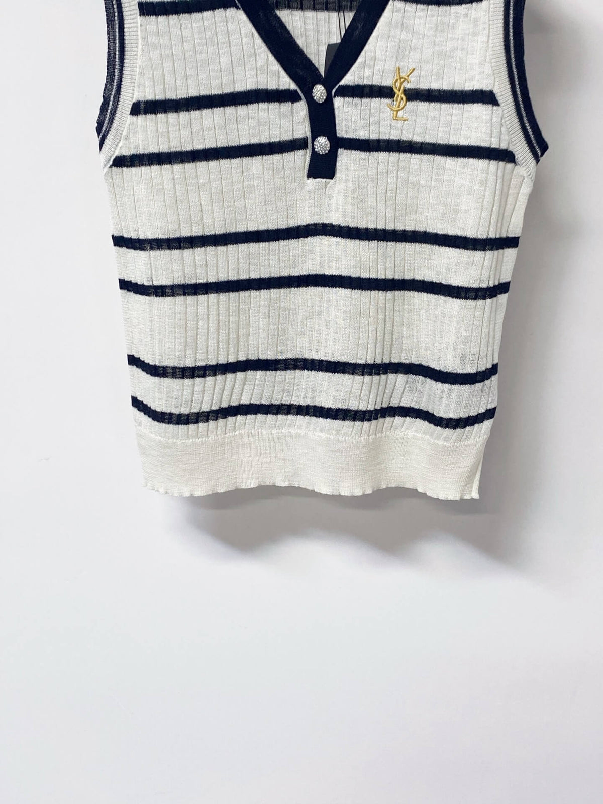 Vintage Striped Polo Collar Knit Vest