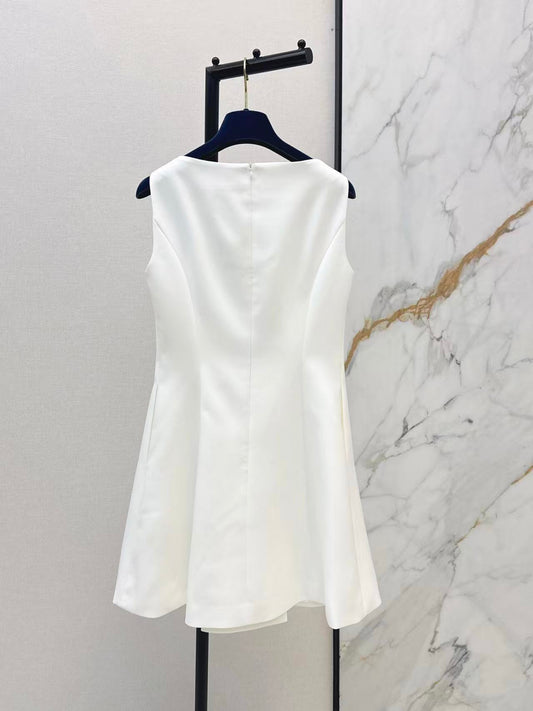 Gold Button Sleeveless Dress