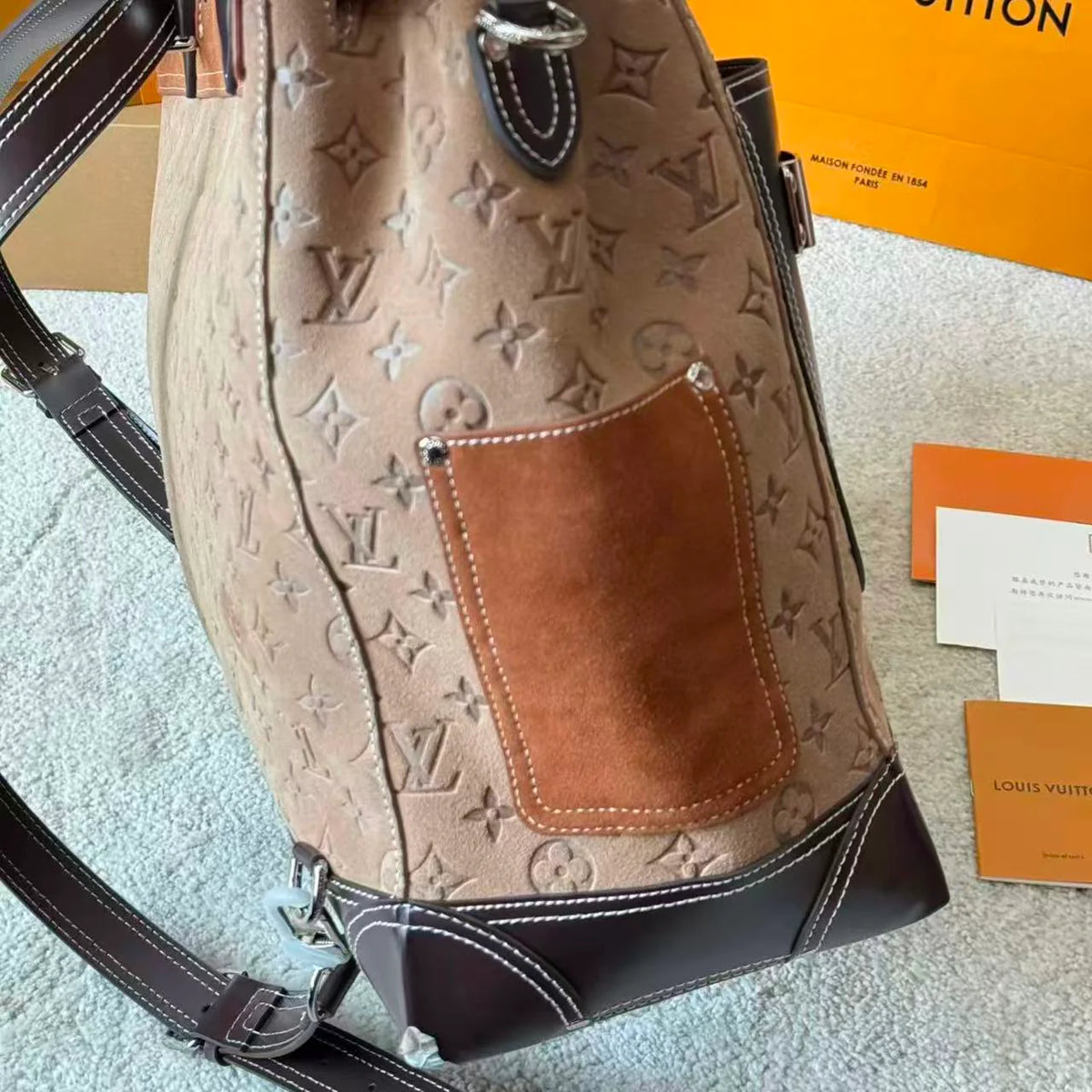 Canvas and Leather Patchwork Bag