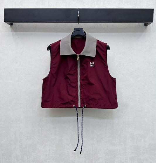 Burgundy Nylon Casual Sports Matching Set