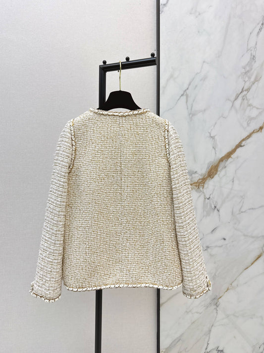Patchwork Tweed Jacket V-Neck