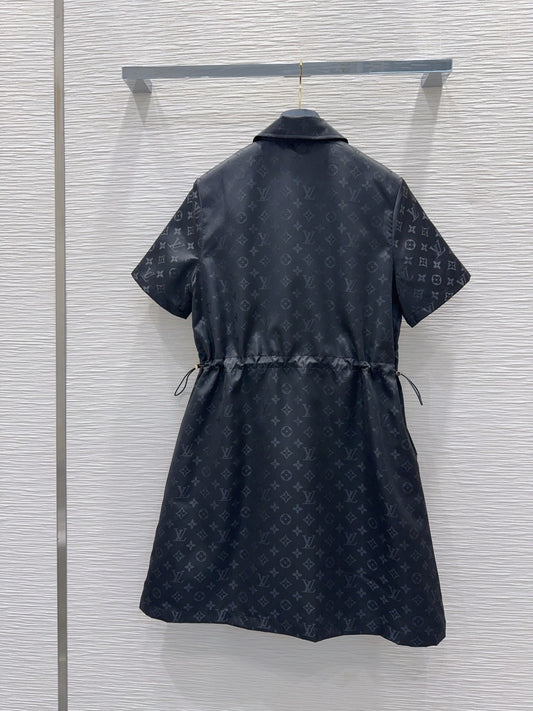 Jacquard Drawstring Zip Dress