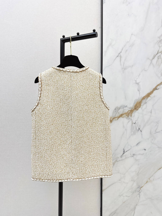 Apricot Textured Tweed Vest
