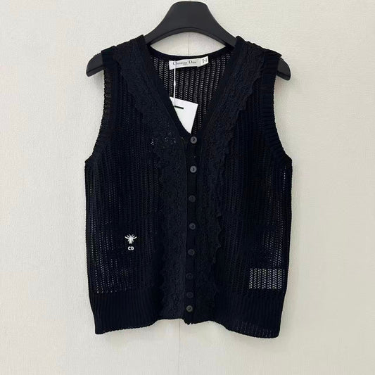 Openwork Lace Knit Vest