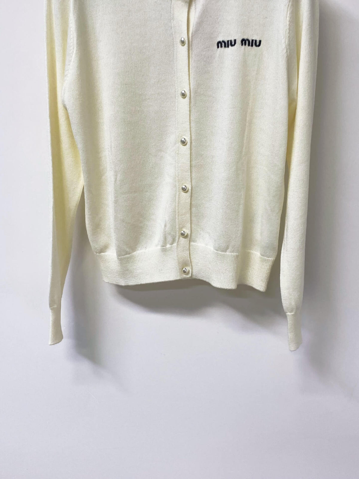 Pearl Trim Embroidered Knit Cardigan
