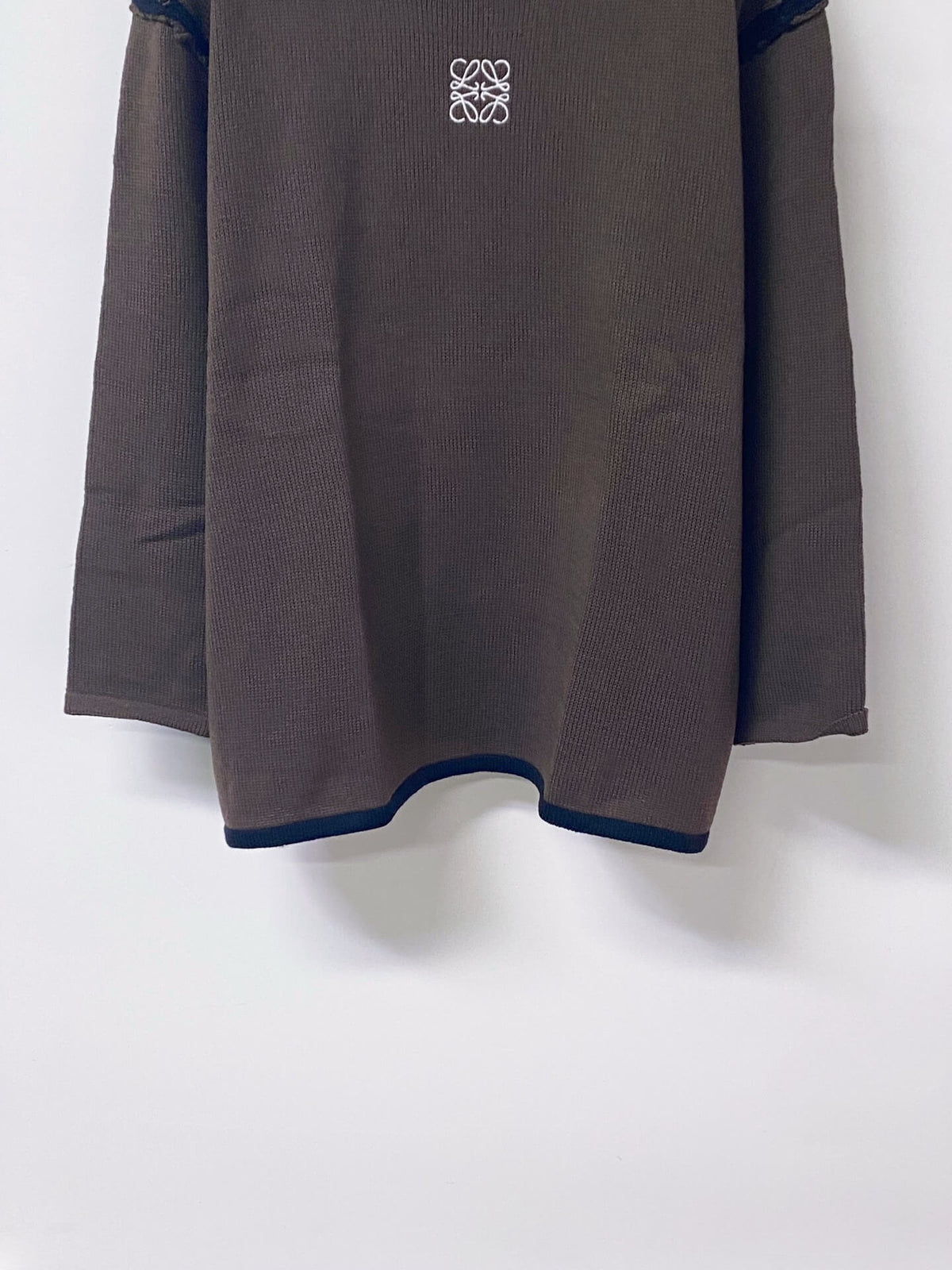 Brown Contrast Collar Knit Top