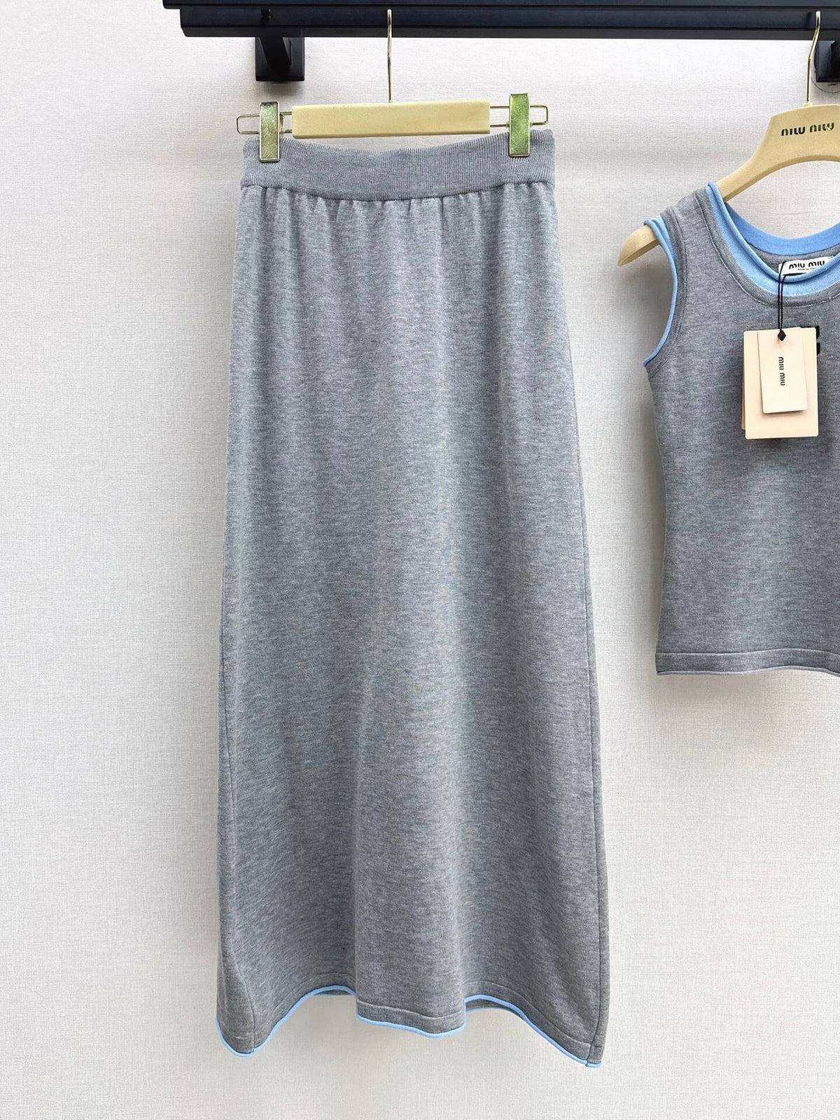 Contrast Trim Logo Tank and Midi Skirt Set