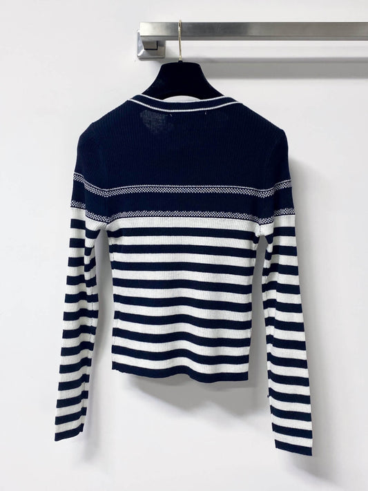 Nautical Striped Slim Knit Top